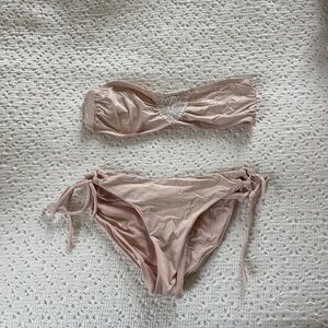 L Space Chic Bandeau Bikini Set in Nude